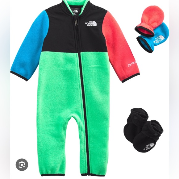 9 months North Face Baby Denali One-Piece Set (comes with mitts but no booties*) - Picture 1 of 5